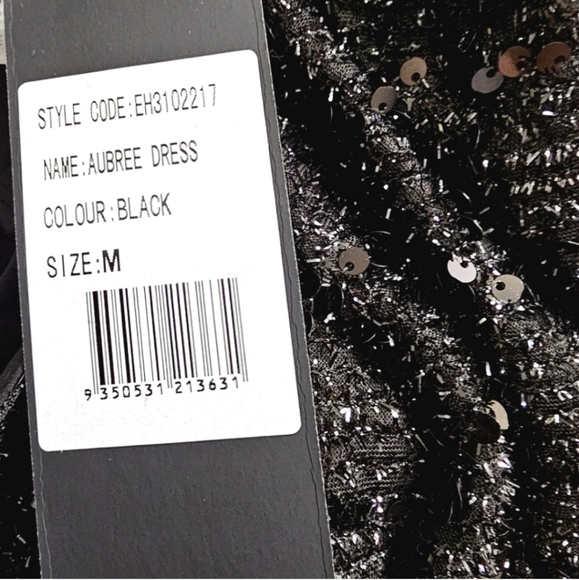 Elliatt Aubree Black Sequined Square Neck Knit Puffed Sleeve Cut Out Midi Dress - Picture 14 of 17